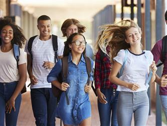 kids walking outside