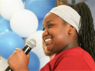 girl with microphone